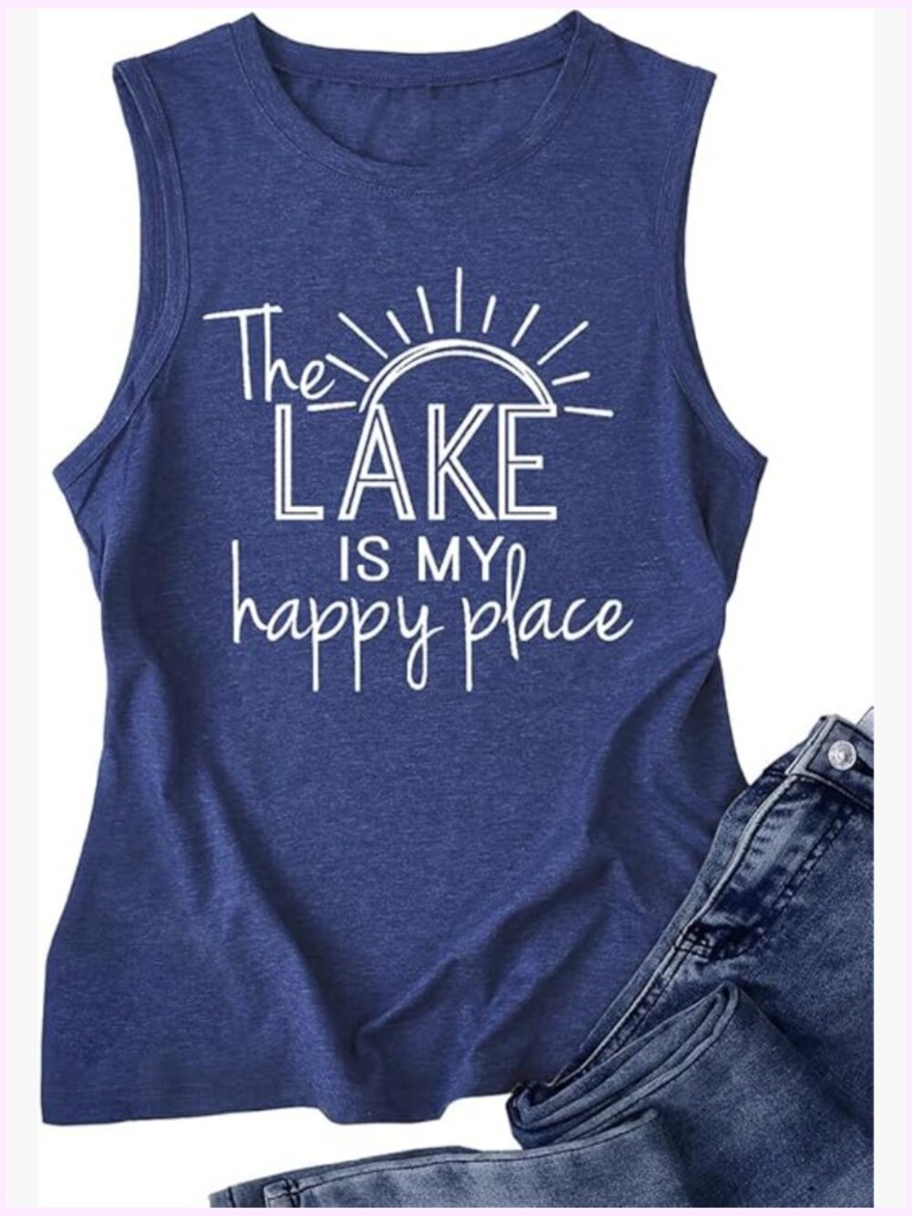 Women's Funny Lake Summer Vacation Tank Top Sleeveless Vest Tee